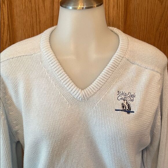 LADY PICKERING Vintage 1960s Light Blue Golf Sweater V-Neck Country Club Knit - Picture 4 of 10
